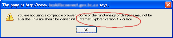 Internet Explorer 4.x required